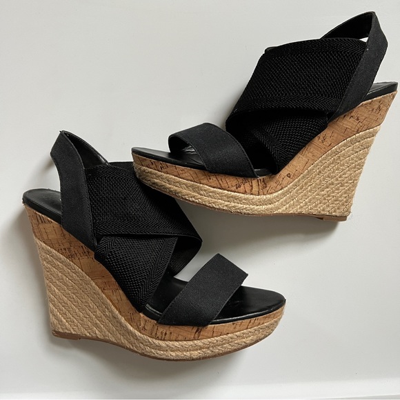 Charles David black espadrille wedges size 6 - Picture 4 of 7